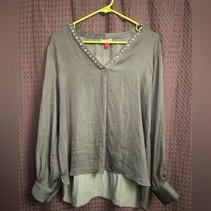 Vince Camuto Studded Blouse Forest Green